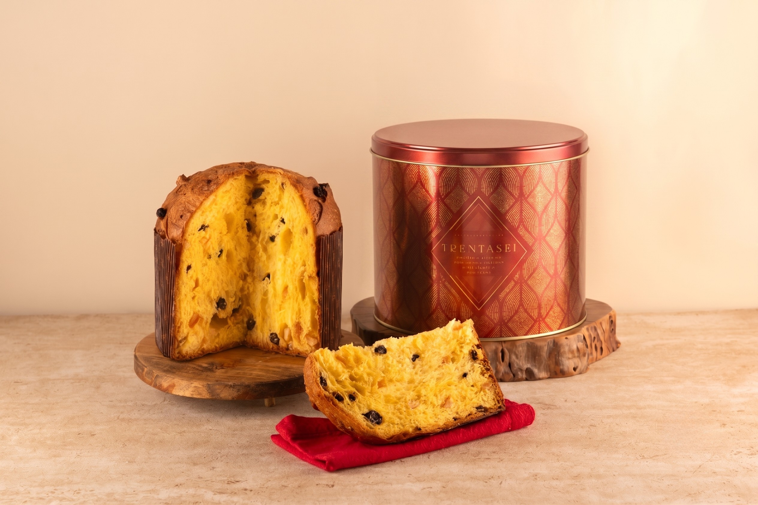 Panettone Trentasei Clássico 1kg com Laranjas Cristalizadas, em lata metálica premium